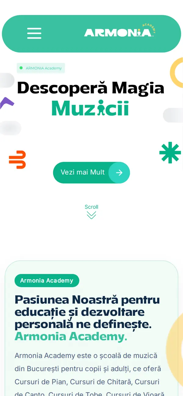 Armonia Academy pe telefon