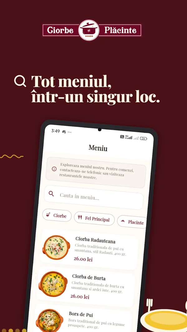 Ciorbe și Plăcinte app, from the app 2