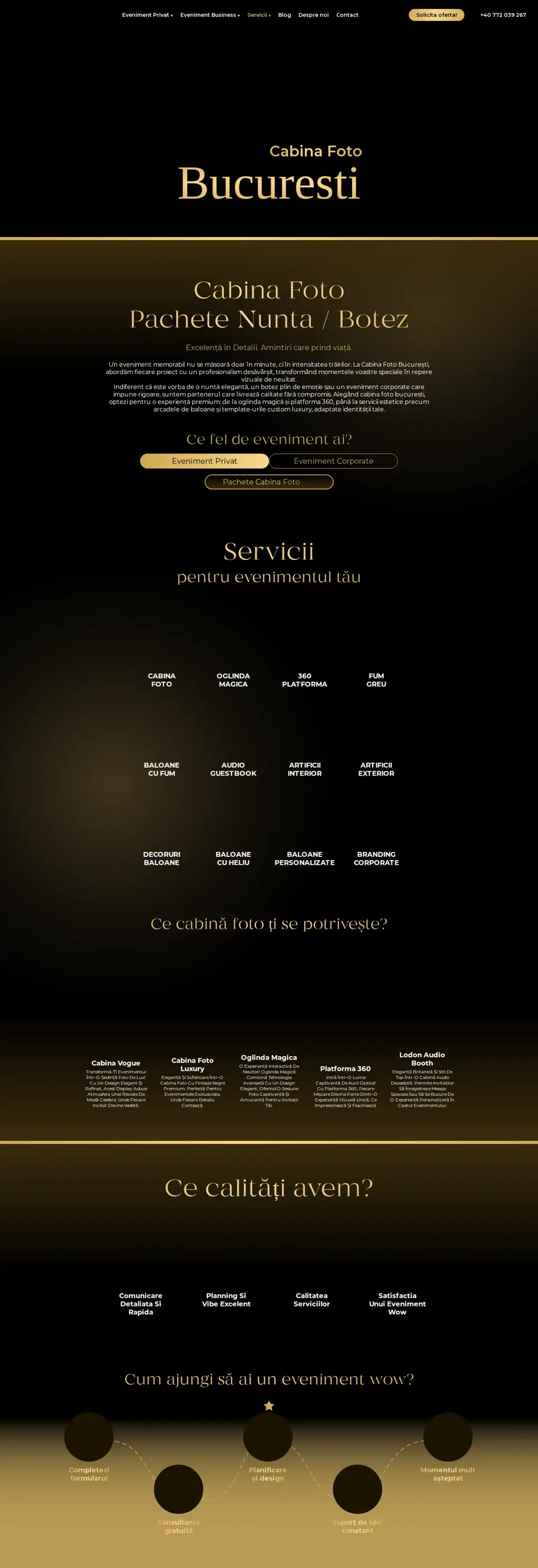 Momentis Gold, screenshot of the live site