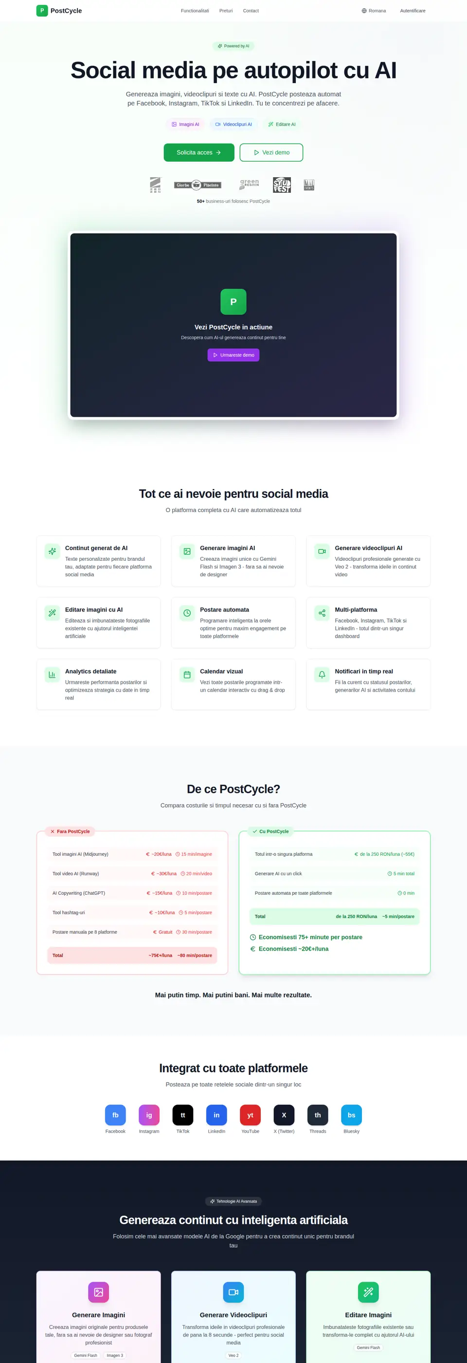 PostCycle, screenshot of the live site