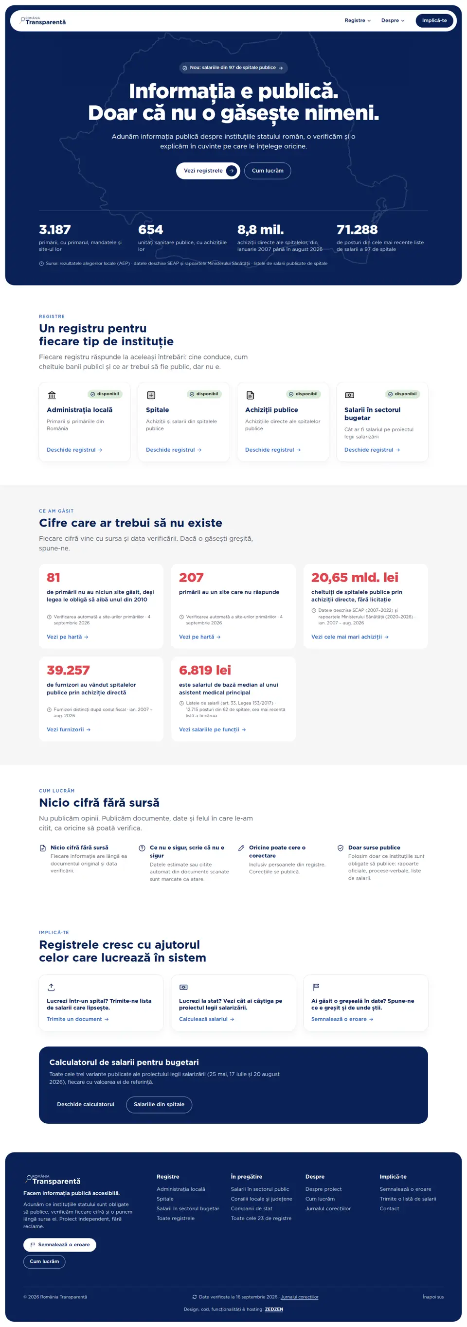 România Transparentă, screenshot of the live site