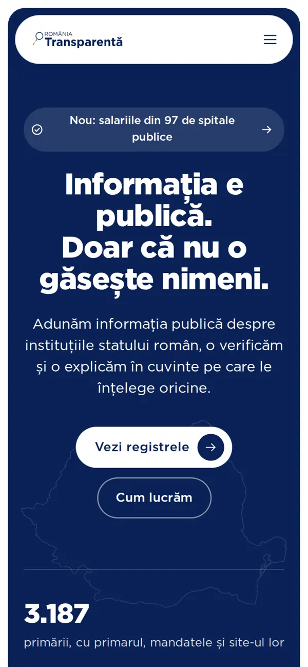 România Transparentă on a phone